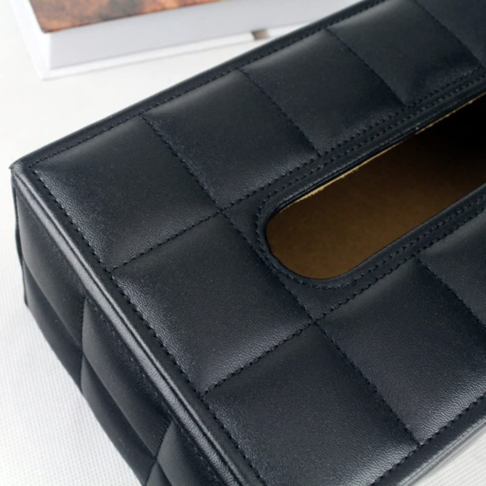 High-end Fashion PU Leather Tissue Box Holder Business Black view 4