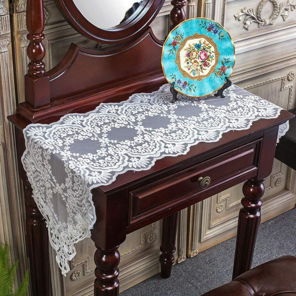 Rectangle Table Runner Lace Embroidered Table Runners with Exquisite Vintage view 2