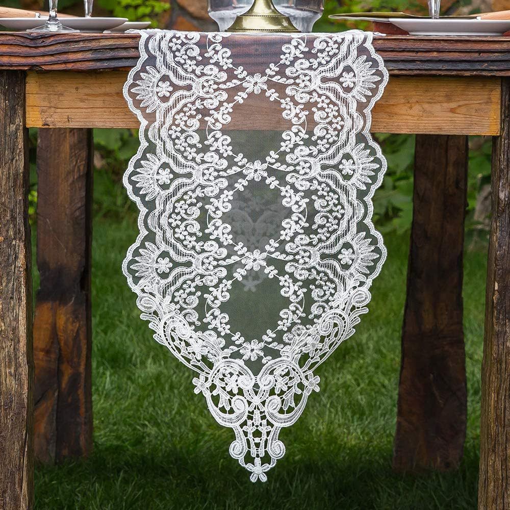 Rectangle Table Runner Lace Embroidered Table Runners with Exquisite Vintage view 3
