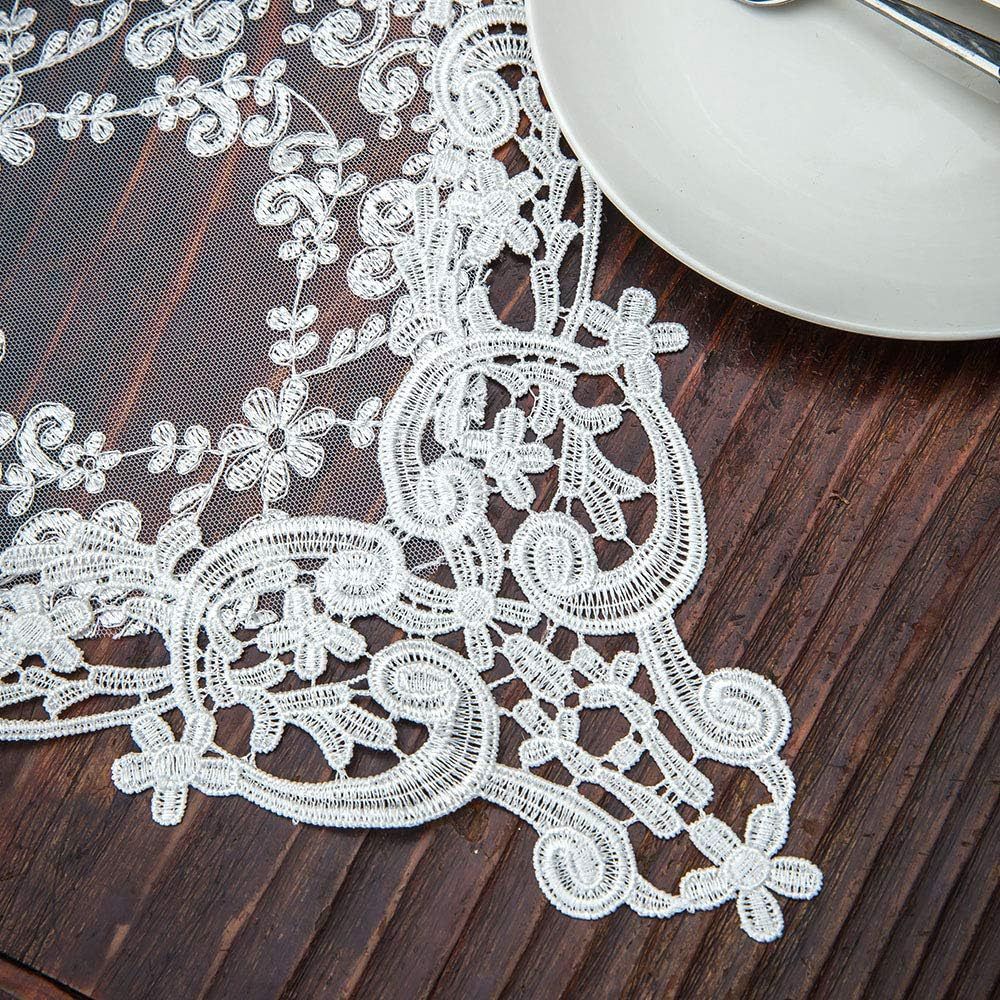 Rectangle Table Runner Lace Embroidered Table Runners with Exquisite Vintage view 4