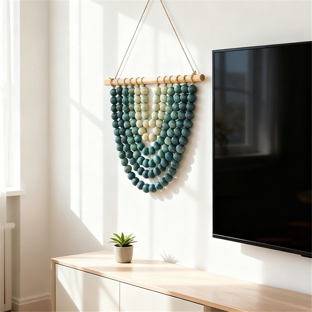 Boho Wood Bead Wall Hanging view 4