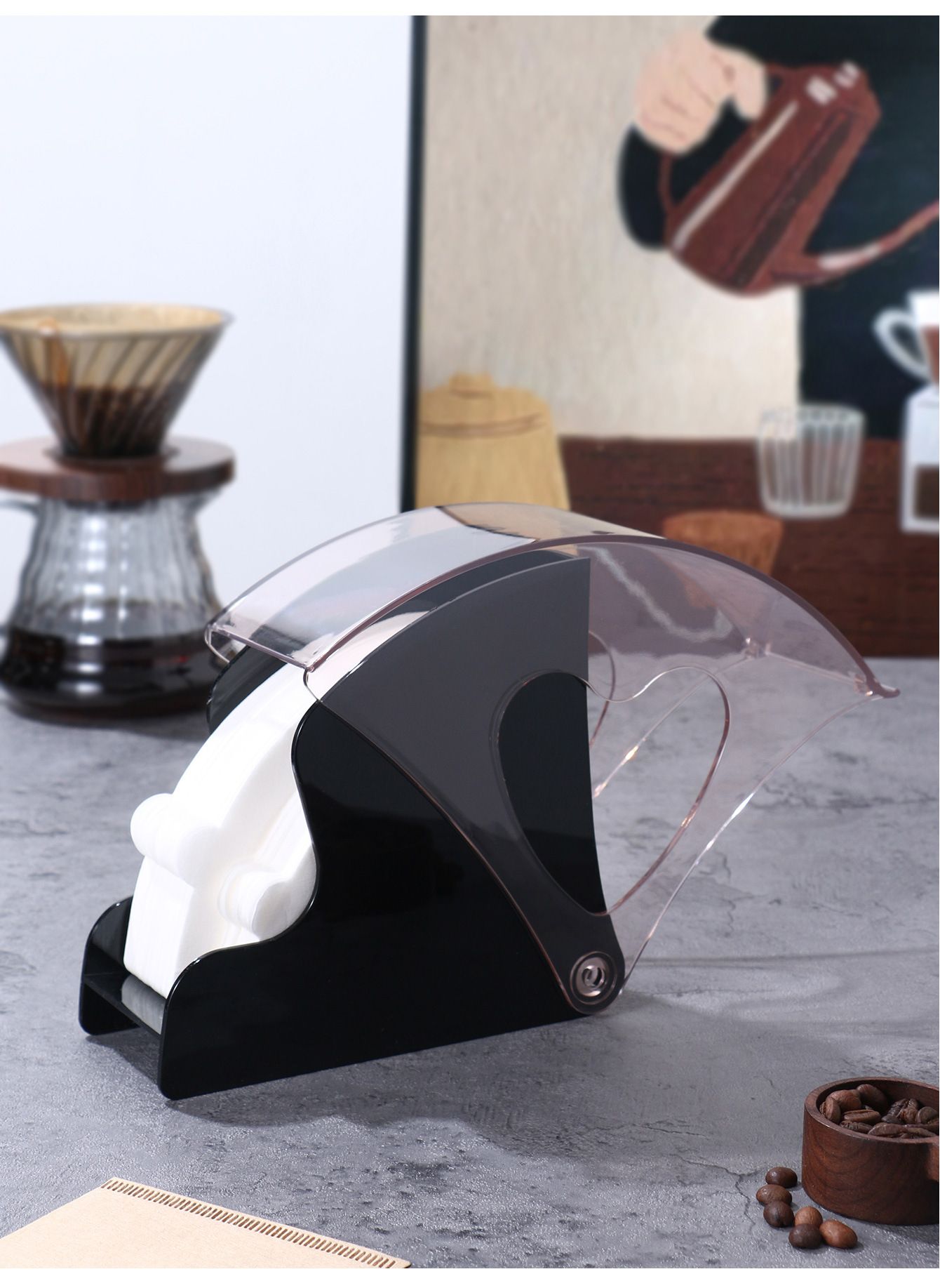 Coffee Filter Holder Stand with Dustproof Lid - Holds Filters view 3