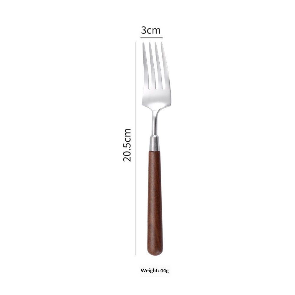 Spoon and Forks Silverware Set With Walnut Wood Handle view 2