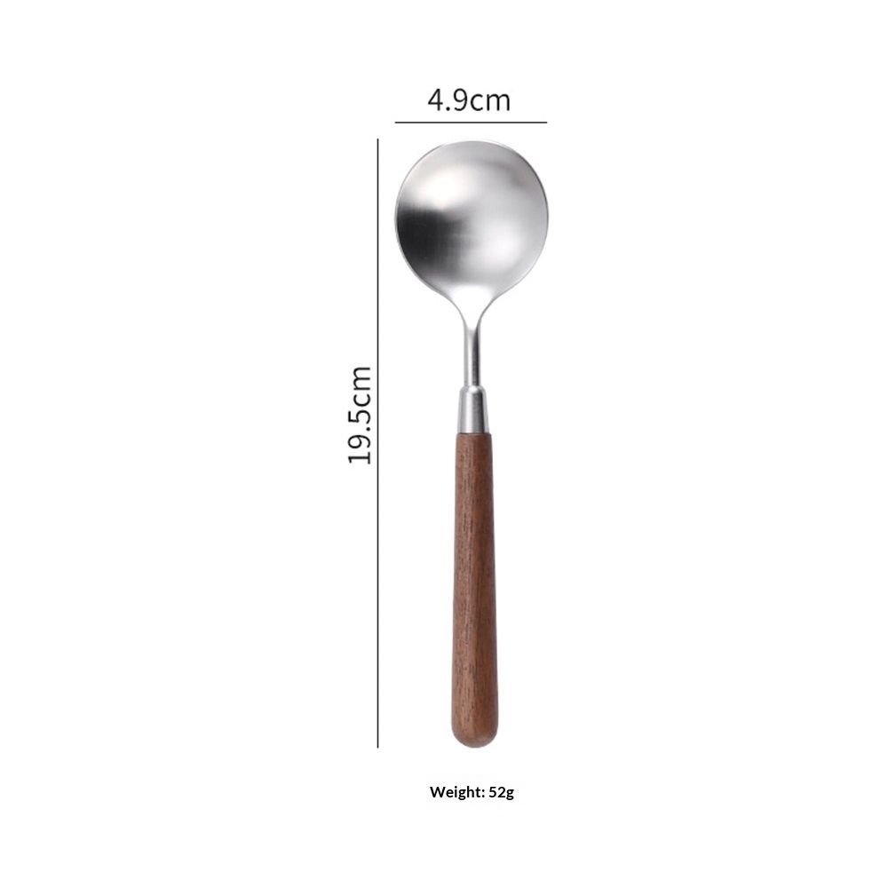 Spoon and Forks Silverware Set With Walnut Wood Handle view 3