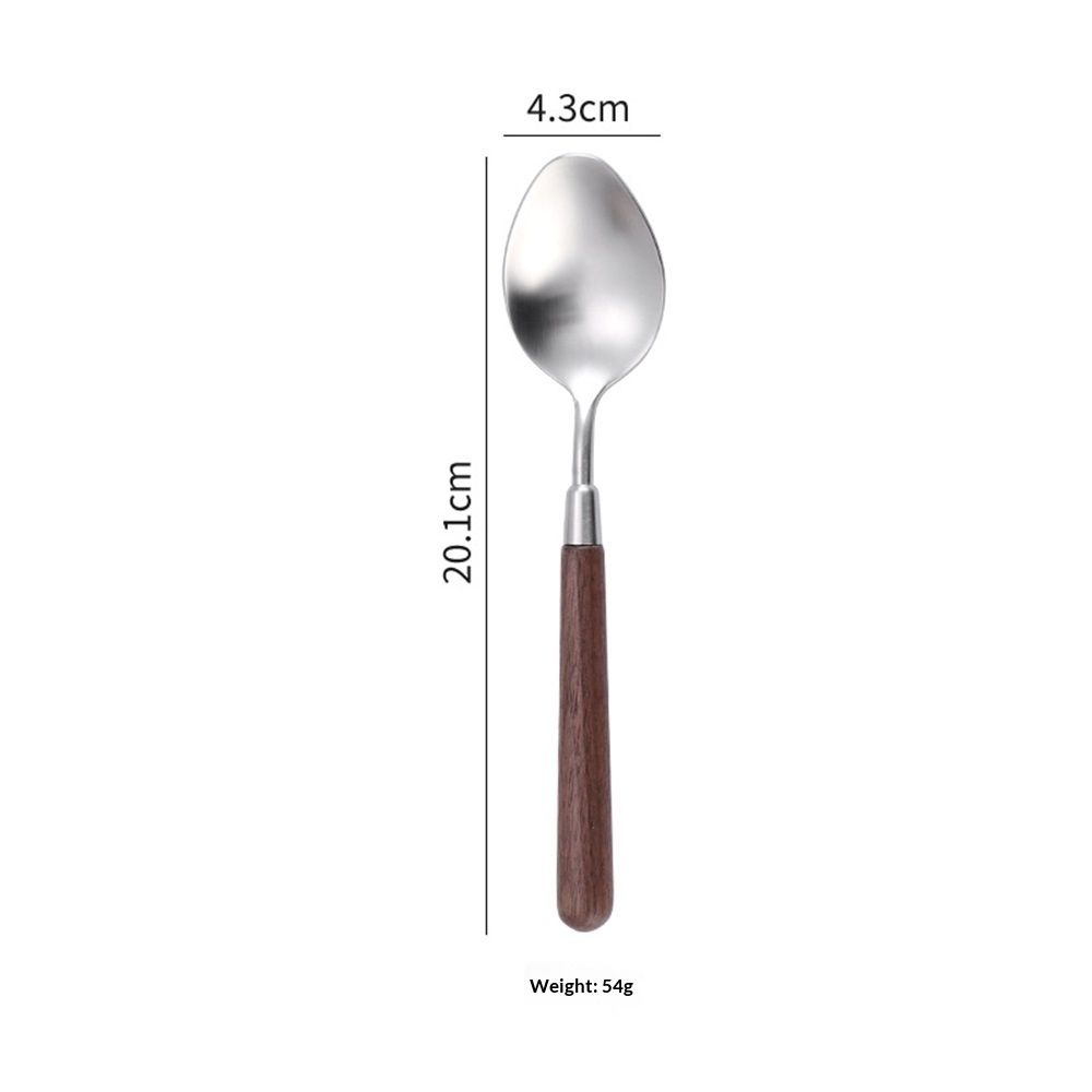 Spoon and Forks Silverware Set With Walnut Wood Handle view 4