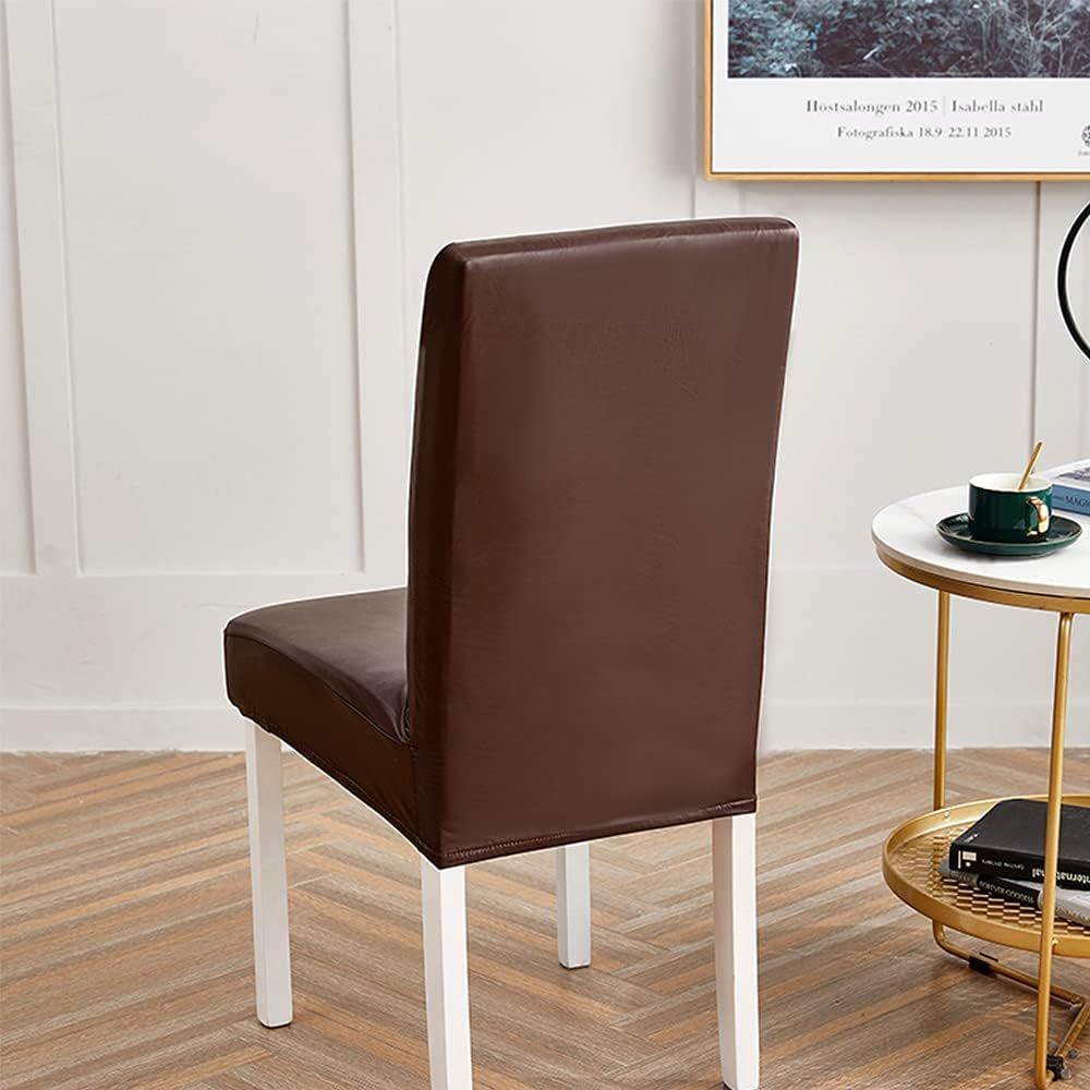 Stretch Dining Chair Covers Waterproof PU Leather Chair Slipcovers Chair view 4