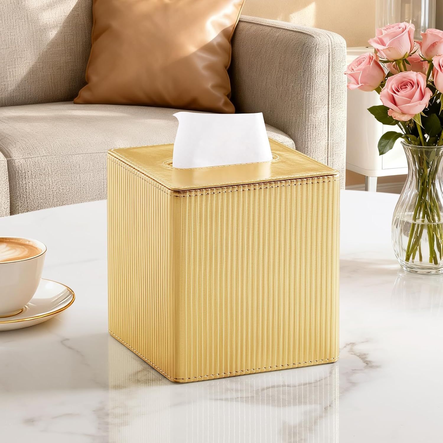 PU Leather Tissue Box Cover Square view 2