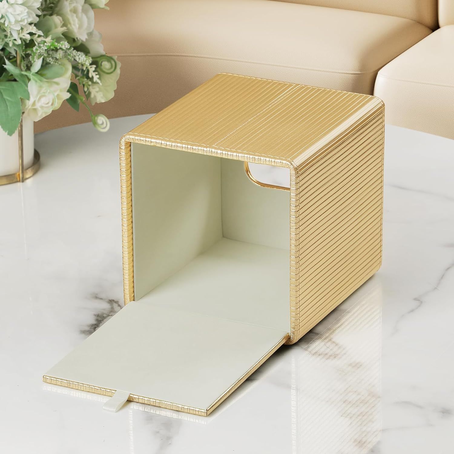 PU Leather Tissue Box Cover Square view 3