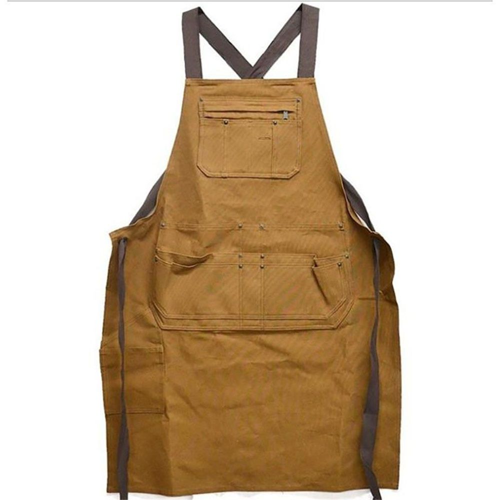 Waxed Canvas Apron - Full-Body Canvas Work Apron –– Utility DIY Accessory &