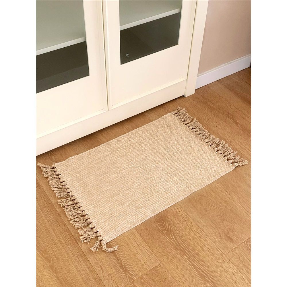 Small Bathroom Rug,Hand-Woven Low Profile Front Entryway Rug, Cotton view 4