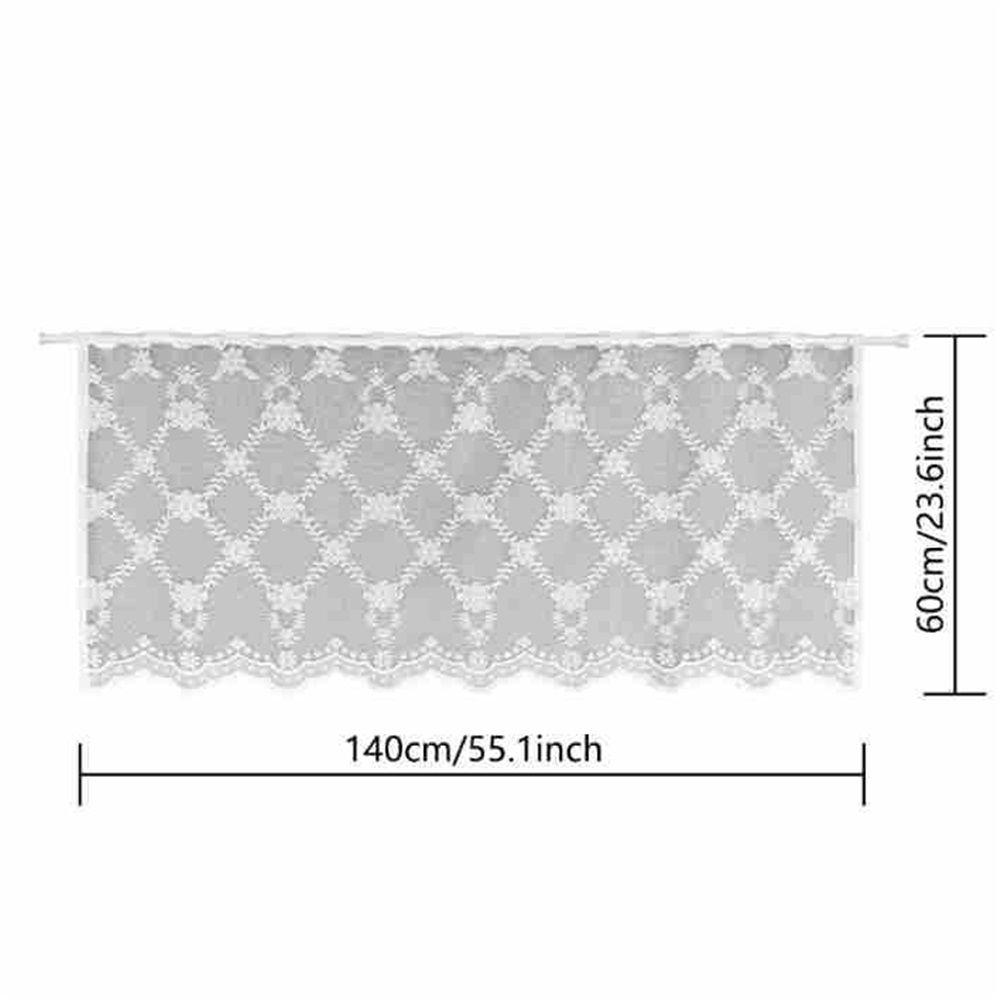 Small fresh white flower short curtain kitchen living room lace polyester mesh view 5