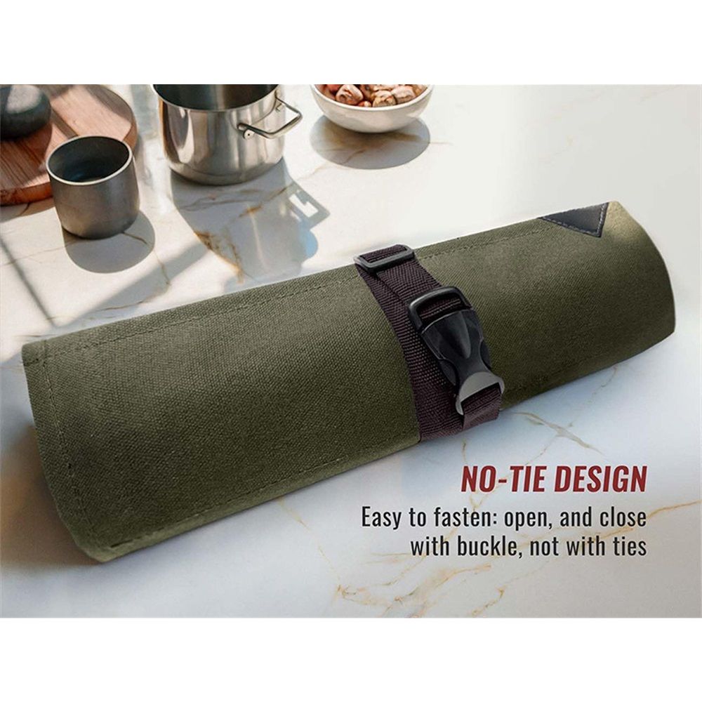 Chef’s Knife Roll Case, Waxed Canvas Cutlery Knives Holders Protectors, Home view 3