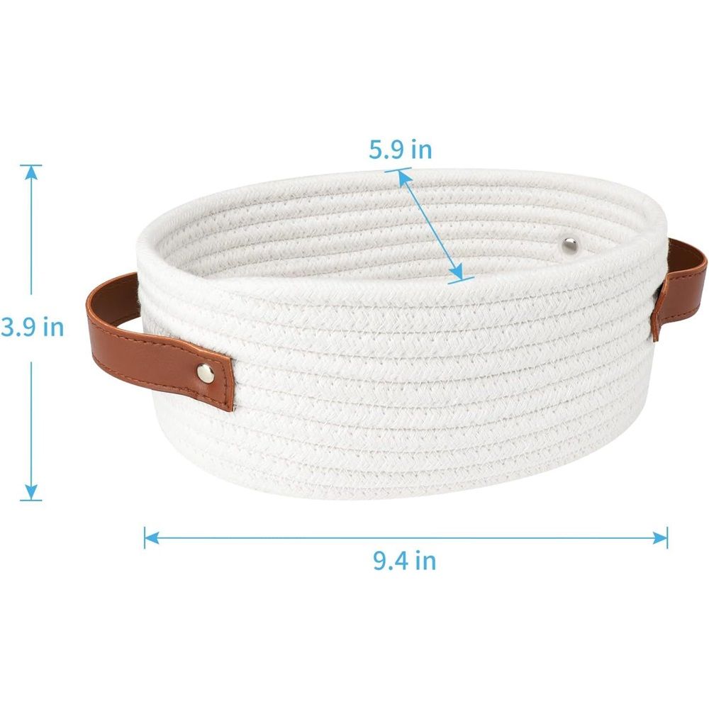 Woven Storage Basket with Handles for Toilet Tank Top view 5
