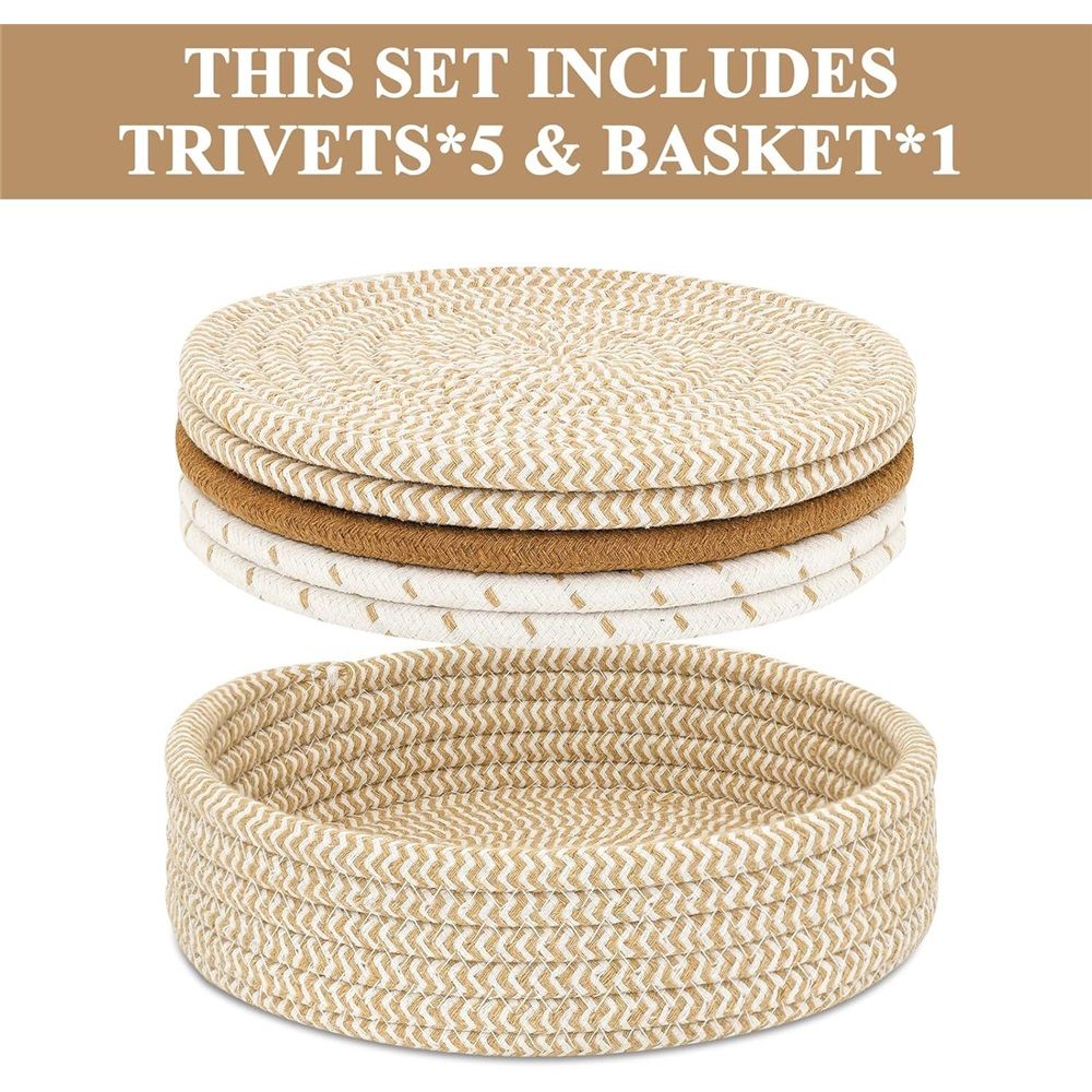 for Hot Dishes, Pots and Pans, Hot Pads with Storage Basket, Pot Holders for view 2