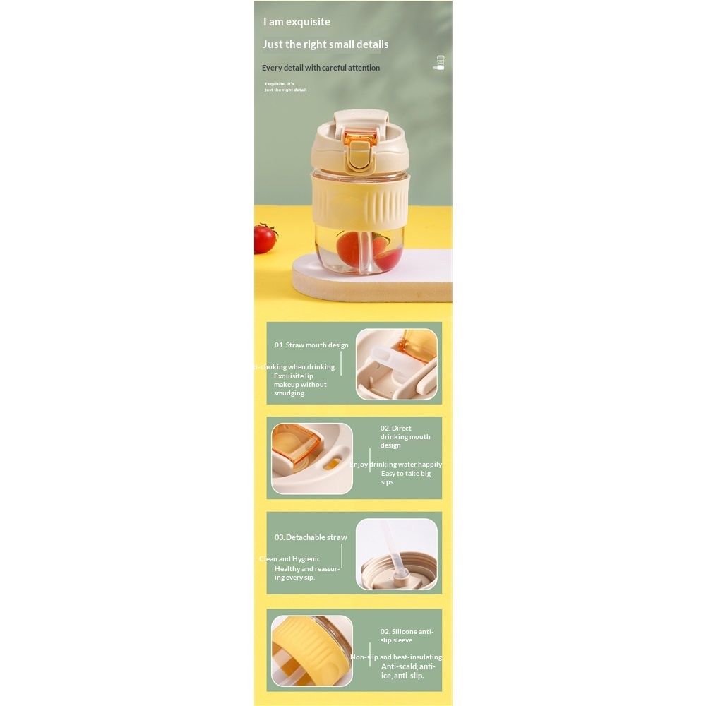 Coffee Mug with Straw & Lid – Multipurpose Jar Style Can Sipper for Green Tea view 5