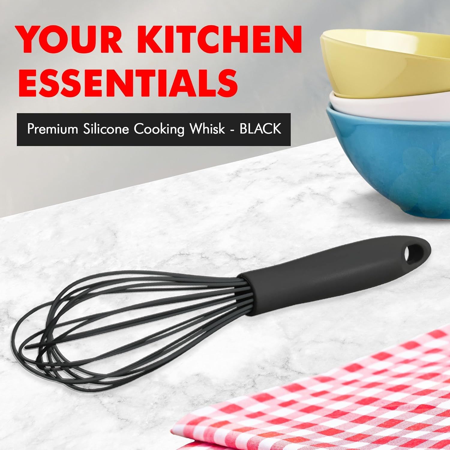 1Pc Black Mini Silicone Whisks view 3