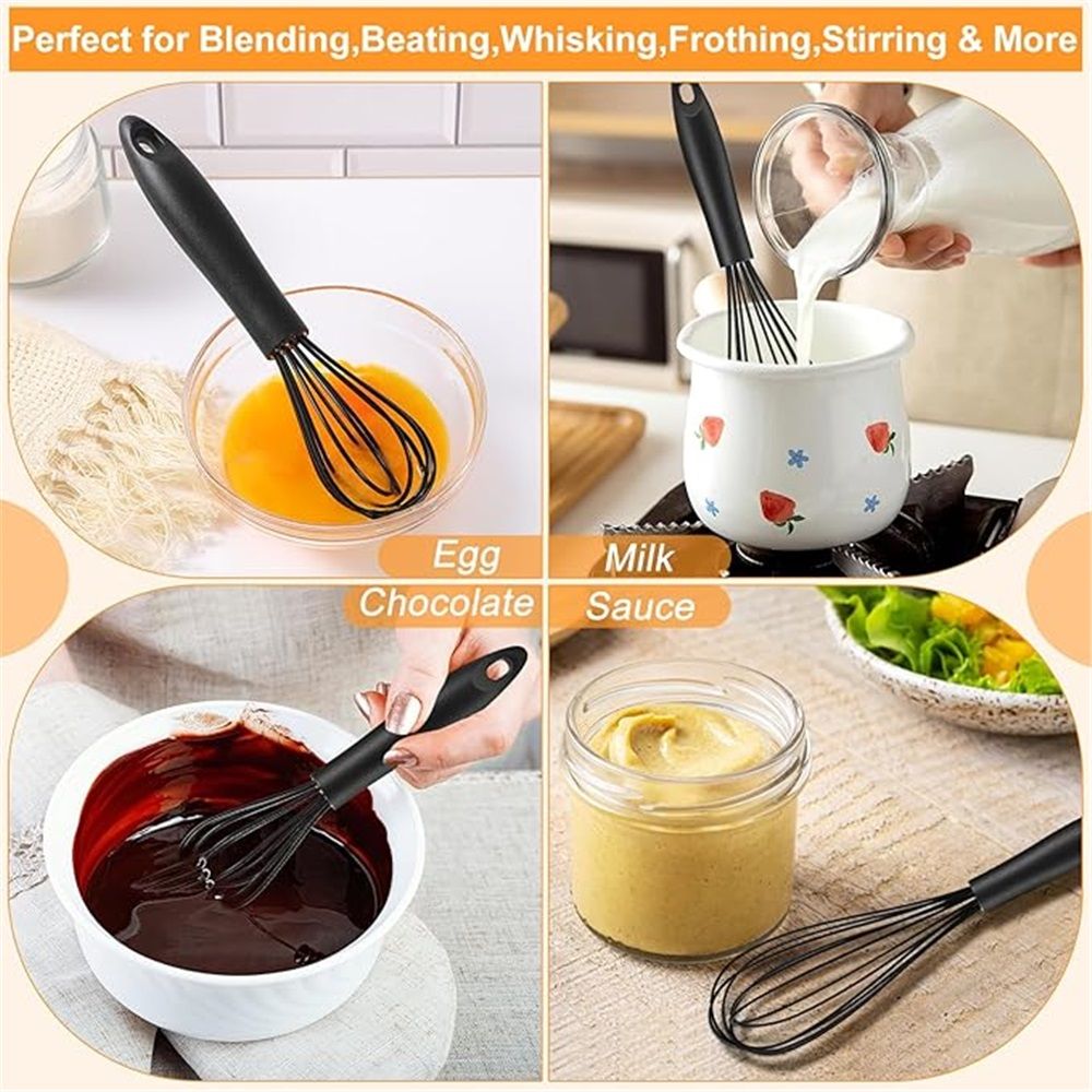 1Pc Black Mini Silicone Whisks view 4