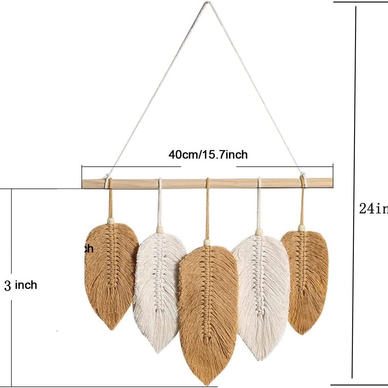 Wall Hanging Leaves Chic Woven Leaf Tassels Decoration Cotton Ornaments view 4