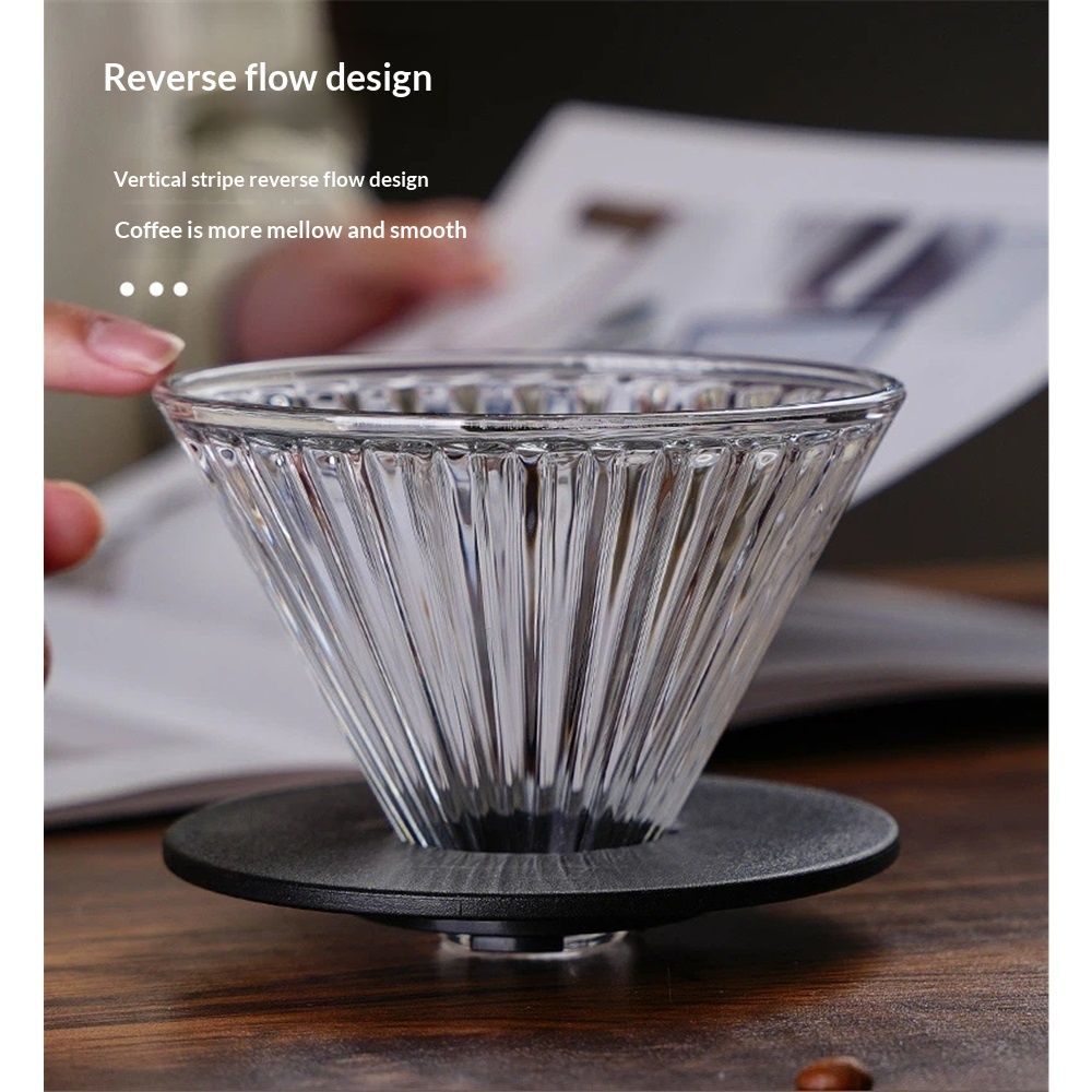 Glass Coffee Dripper , Borosilicate Glass & Collar, glass coffee filter cup view 2