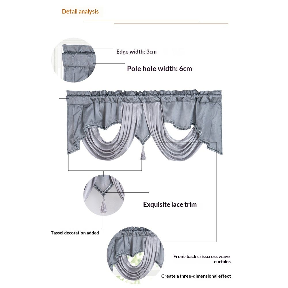 Wave curtain head curtain 140 * 45cm. Made of polyester fabric with soft satin view 4