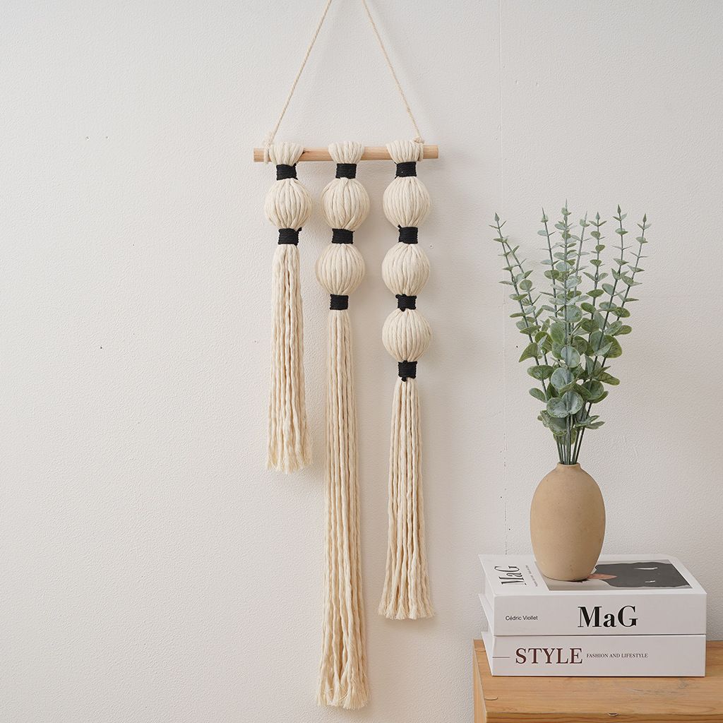 Wall Hanging Tassels Sphericity Cotton Textile for Bedroom Living Room Decor view 3
