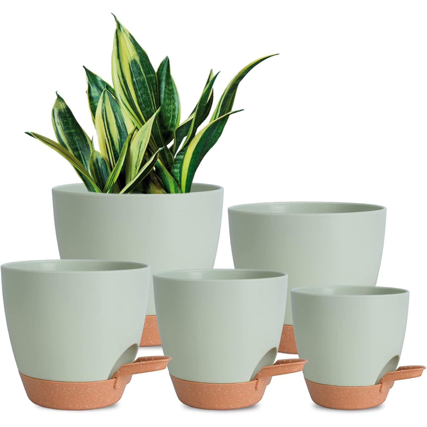 Plant Pots Indoor Set of 5 Self Watering Planters for Indoor Plants with — image 1