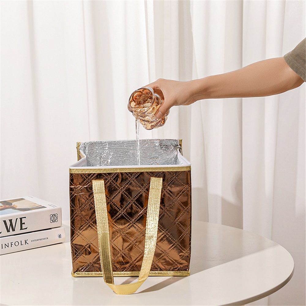 6" Reusable Insulated Zipper Aluminum Foil Tote Bag Suit for Picnic Cake view 2