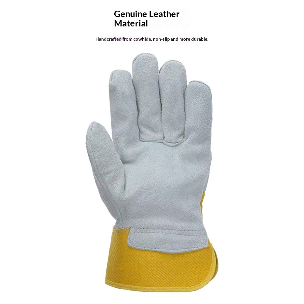 heavy-duty leather palm work gloves with safety cuffs view 3