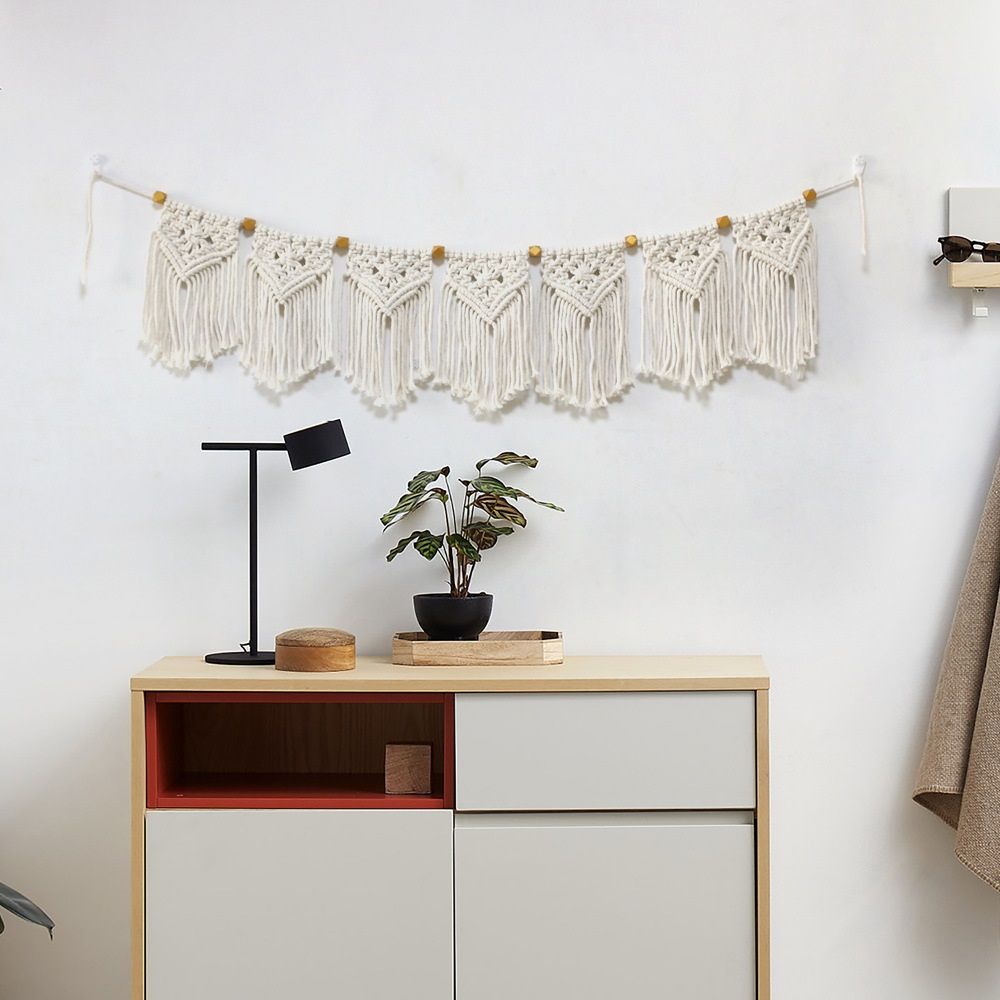 Tassel Garland Wall Hanging Handmade Cotton Bohemian Banner Home Decor for view 2