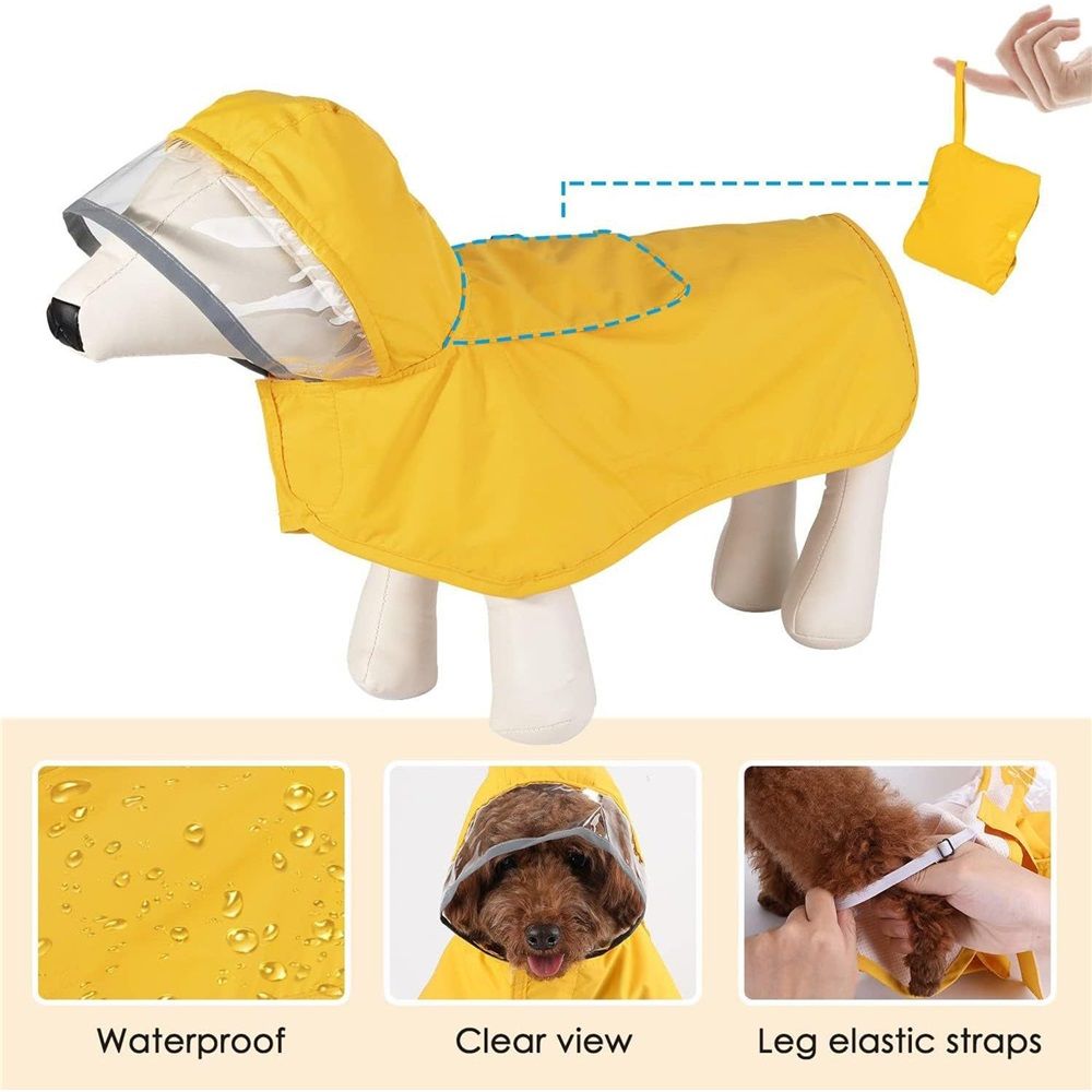 Dog Raincoat, Adjustable Dog Rain Jacket Clear Hooded Layer, Waterproof Poncho view 2