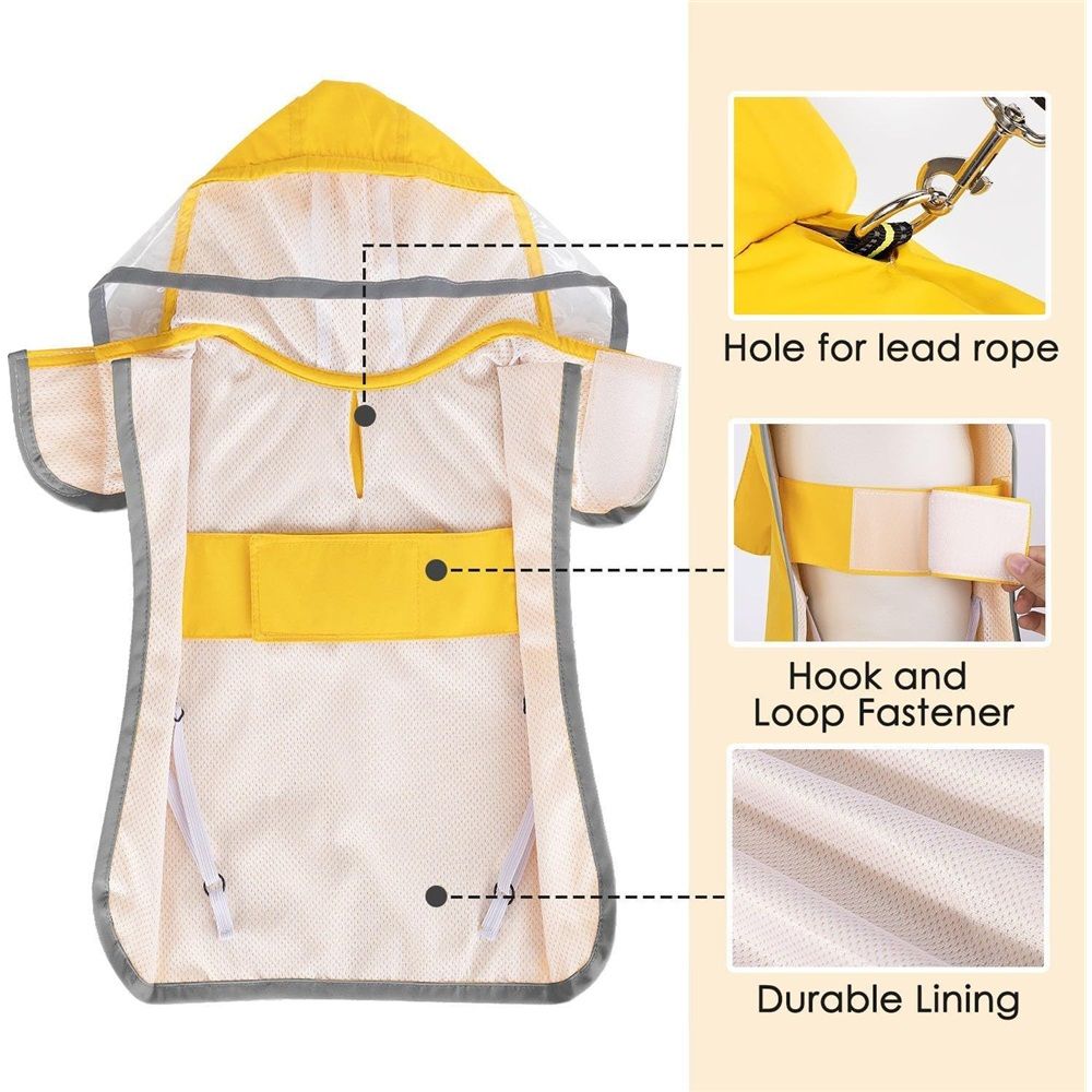 Dog Raincoat, Adjustable Dog Rain Jacket Clear Hooded Layer, Waterproof Poncho view 3