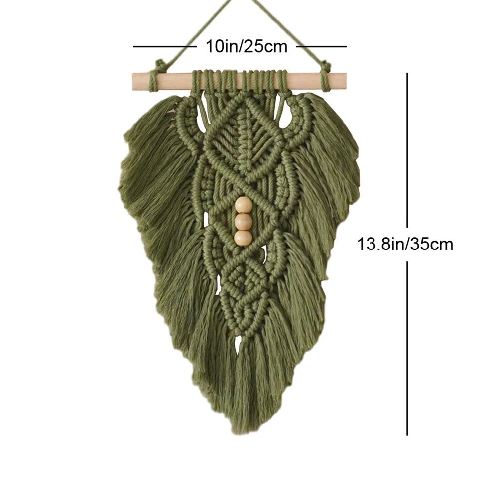 Wall Hanging Leaves,Green Woven Leaf Tapestry,Tapestry Bohemian Chic Wall view 4