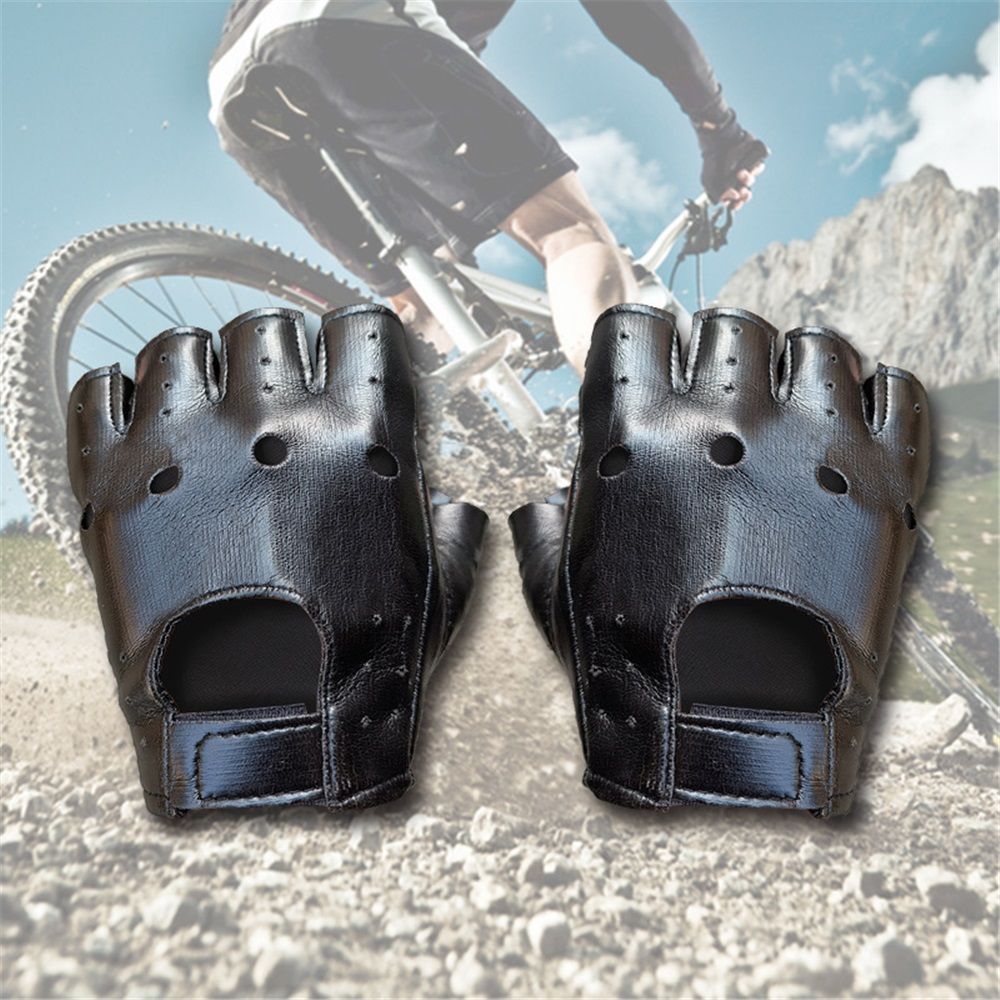 Mens PVC Driving Gloves Half Finger Motorcycle Unlined Gloves view 2
