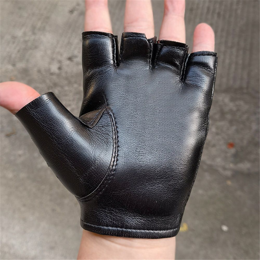 Mens PVC Driving Gloves Half Finger Motorcycle Unlined Gloves view 4