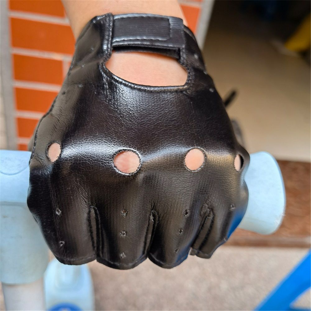 Mens PVC Driving Gloves Half Finger Motorcycle Unlined Gloves view 5