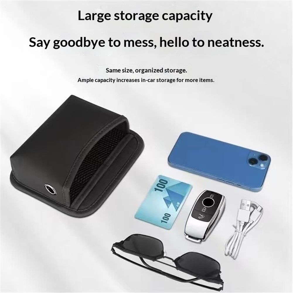 Car Storage Bag, Leather Small Debris Organizer ,Hanging Cell Phone Mobile view 5