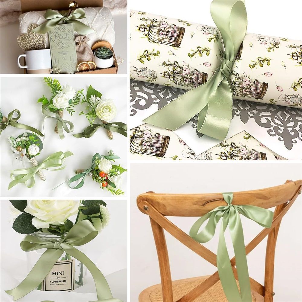 Green Satin Ribbon - 4 inch Wide view 5