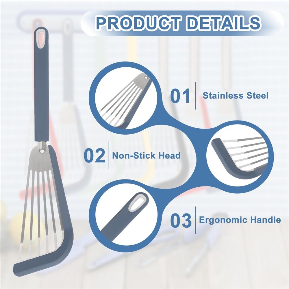 Fried spatulauxcell silicone Fish Spatulas with Handle Kitchen Cooking Spatula view 3
