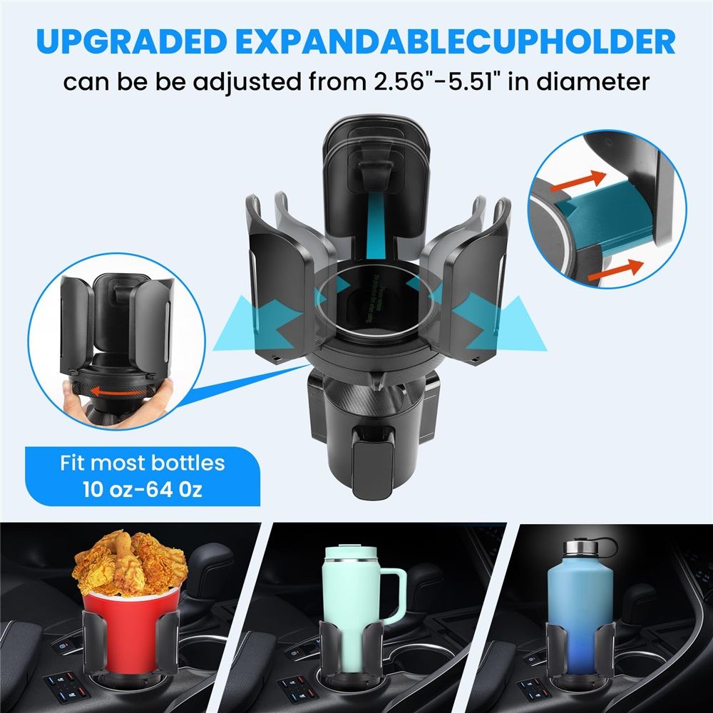 Upgraded 64oz Large Cup Holder Expander with Coaster for Car view 4