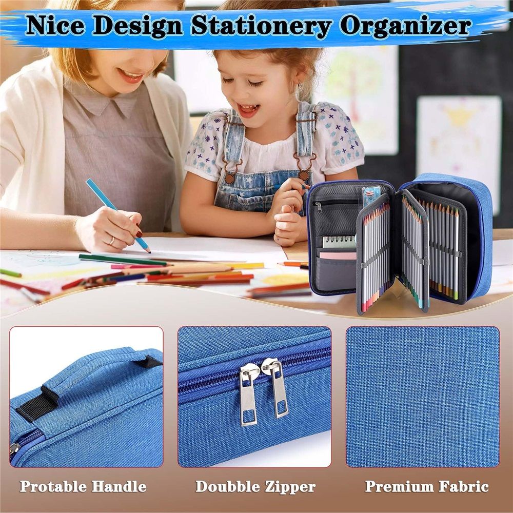 High Capacity Zipper Pens Pencil Case- Multi-Functional Stationery Pencil view 4