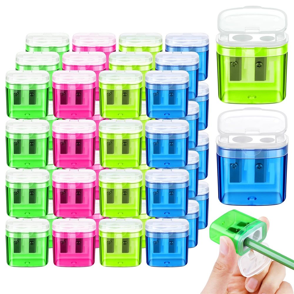 48 Pieces Pencil Sharpeners Manual Double Hole Pencil Sharpener for Dual Hole — image 1