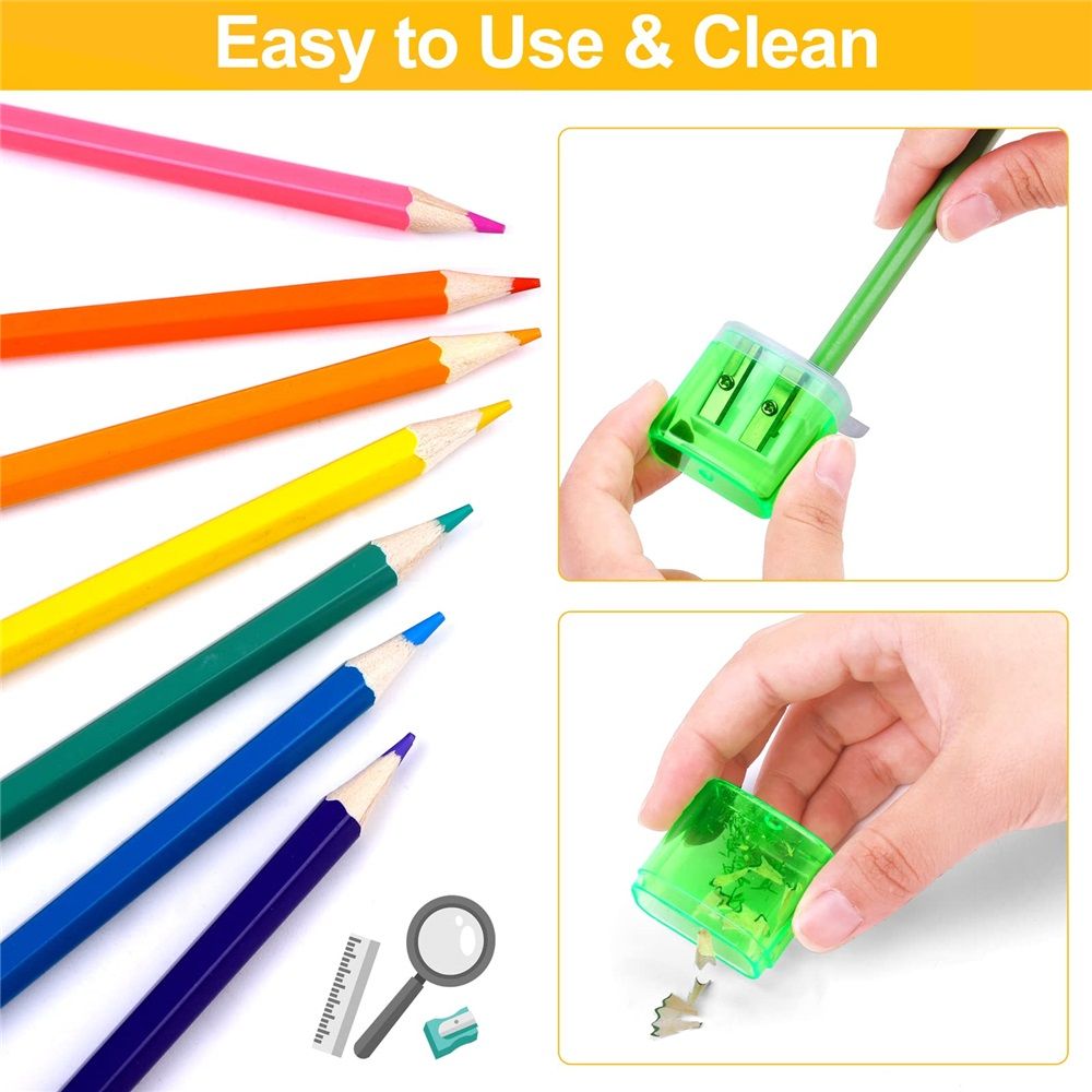 48 Pieces Pencil Sharpeners Manual Double Hole Pencil Sharpener for Dual Hole view 3