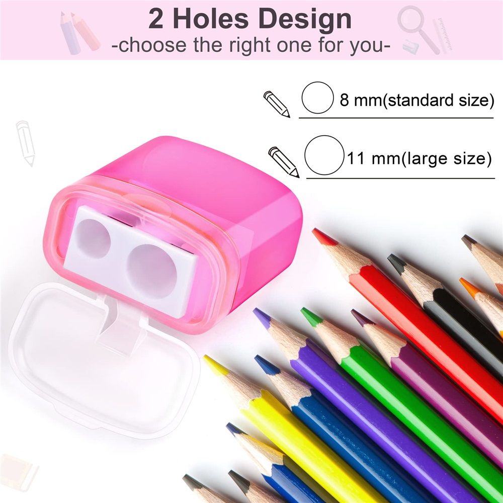 48 Pieces Pencil Sharpeners Manual Double Hole Pencil Sharpener for Dual Hole view 4