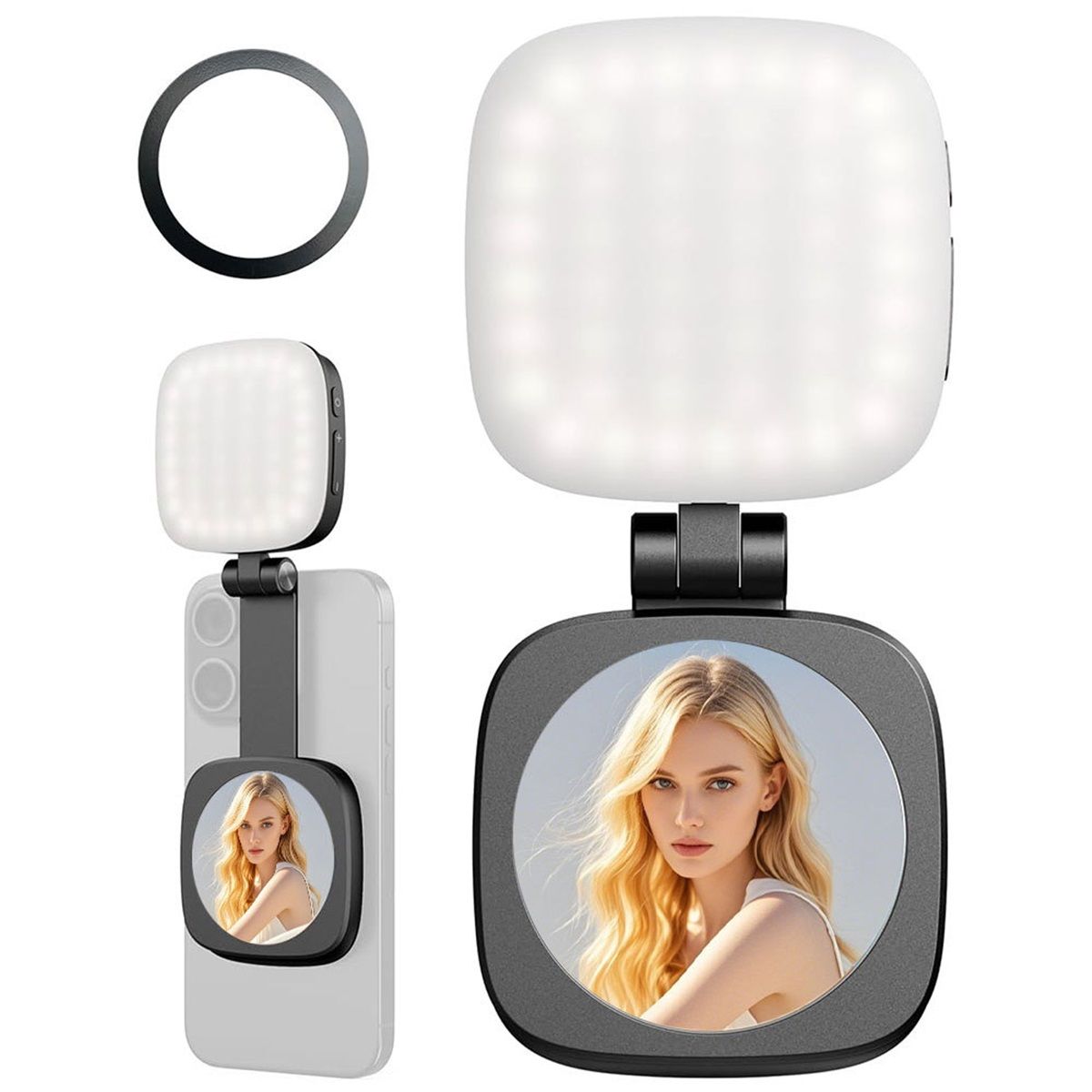 Magnetic Selfie Light Compatible Folding LED Phone Fill Ring Lighting with — image 1