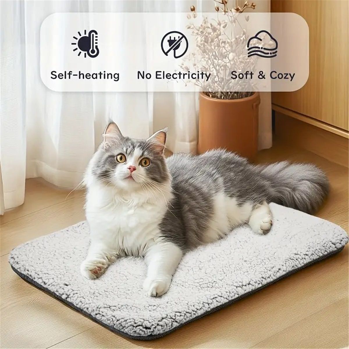 Self Warming Cat Bed Self Heating Cat Dog Mat 24 x 18 inch Extra Warm Thermal view 4
