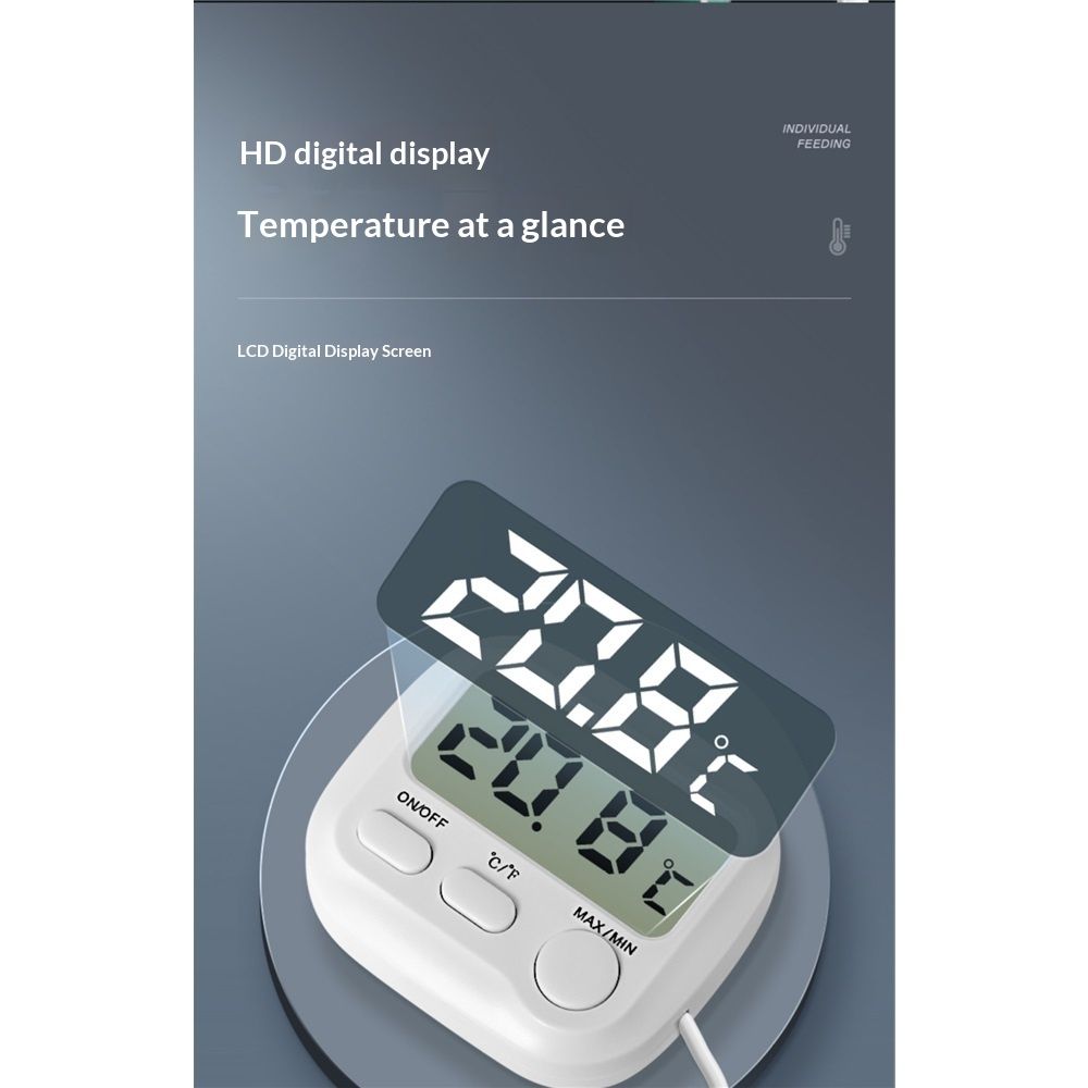Small Digital Thermometer ON/Off Switch Indoor/Outdoor Meter Gauge view 4