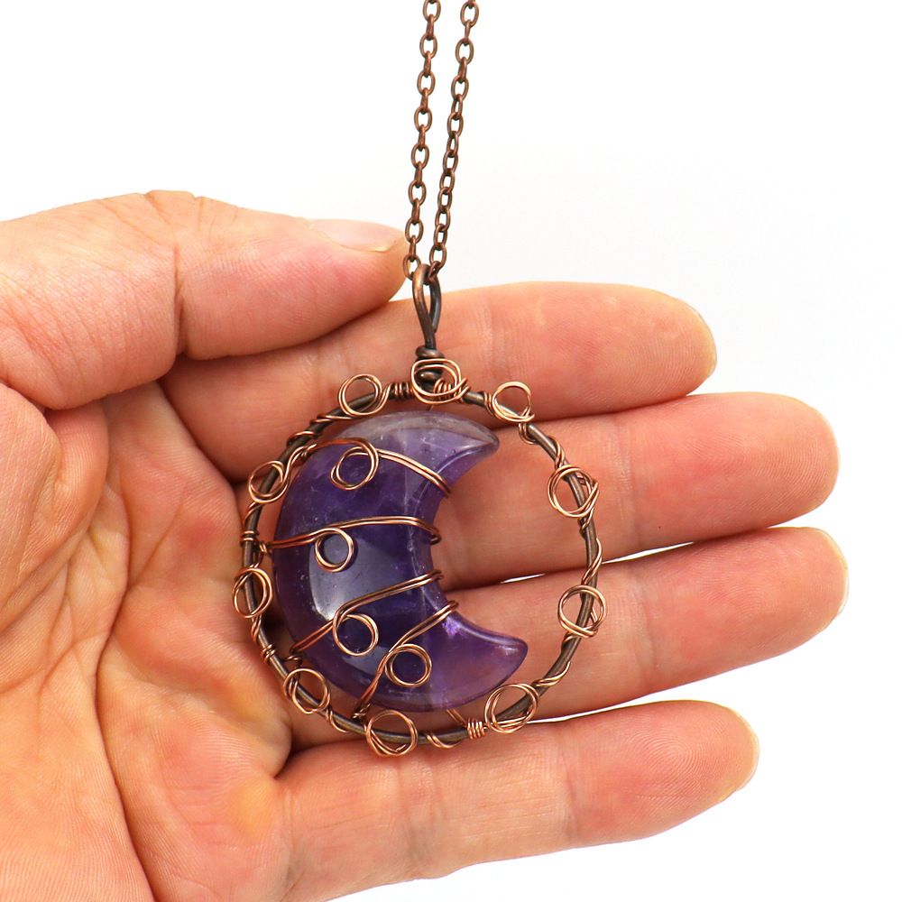 Handmade Natural Quartz Moon Necklace with Silver Chain - Ideal as an Original view 4