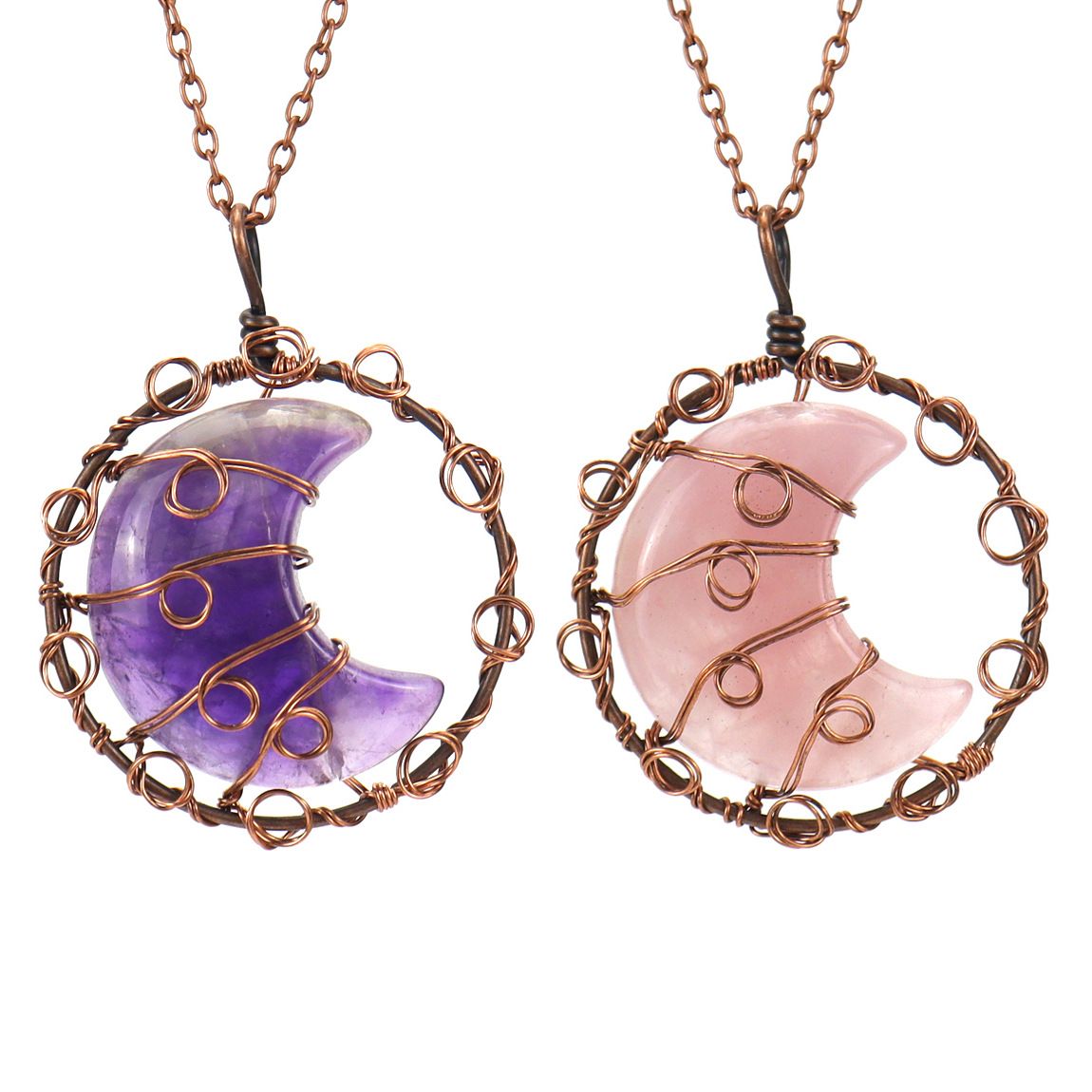 Handmade Natural Quartz Moon Necklace with Silver Chain - Ideal as an Original view 2