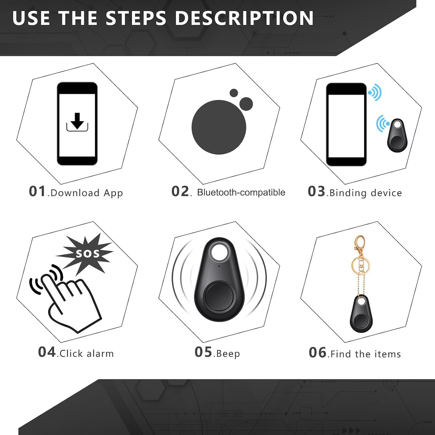 8 Packs Portable GPS Tracking Mobile Tracking Anti Loss Smart Device Key view 4