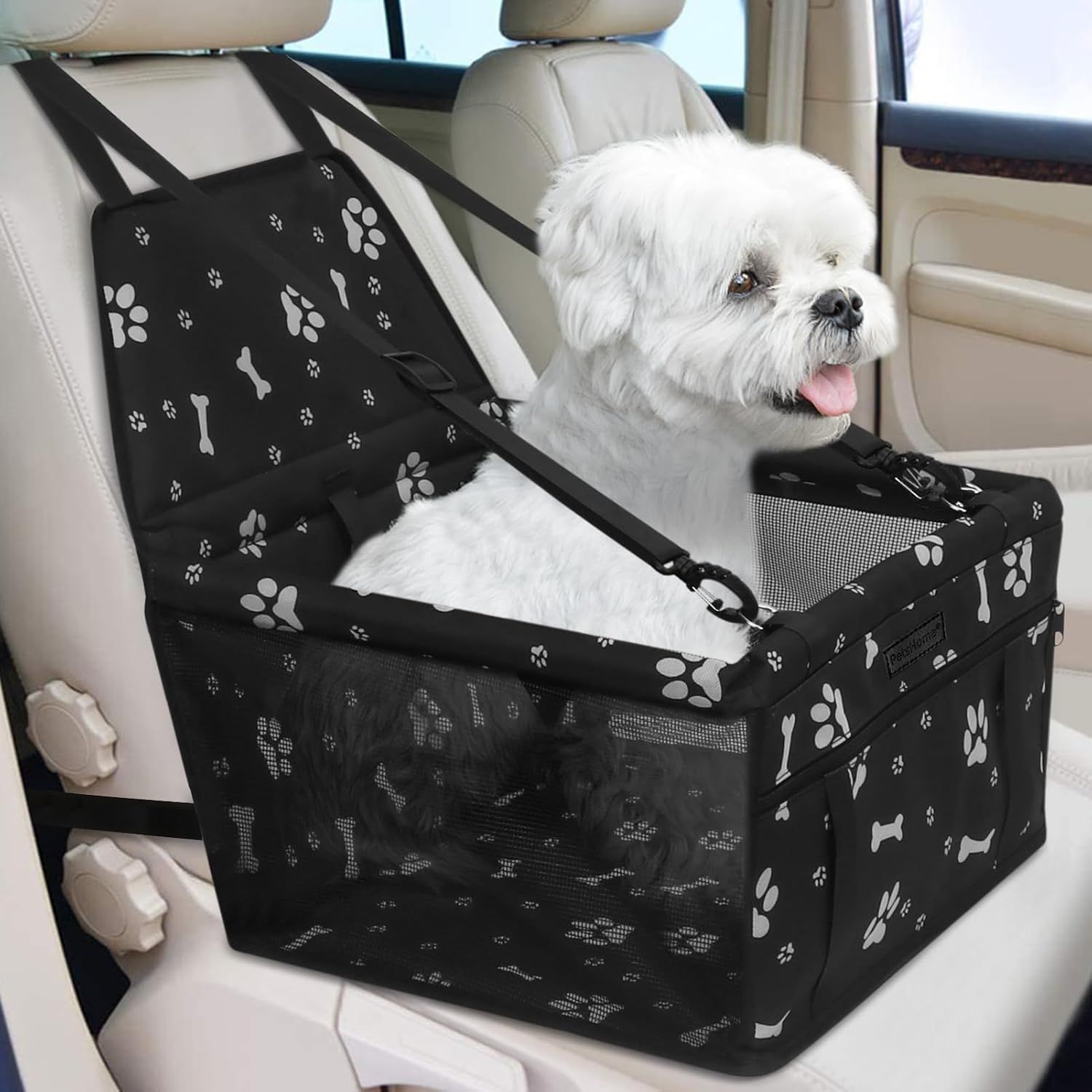 Dog Car Seat, Foldable Dog Car Booster Seat Waterproof Breathable Oxford